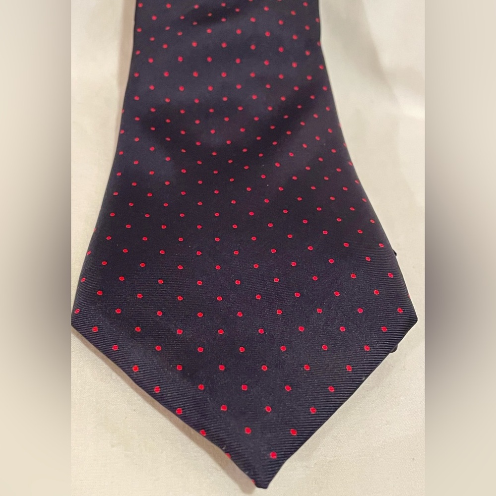 Navy Tie with Red Polka Dots - Men's Formal Accessory
